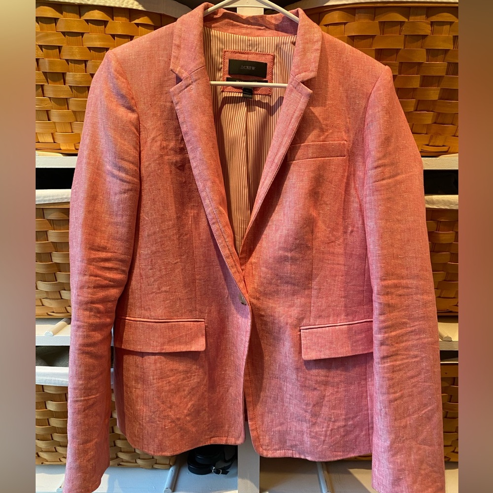 J. Crew Pink Linen Regent Blazer
